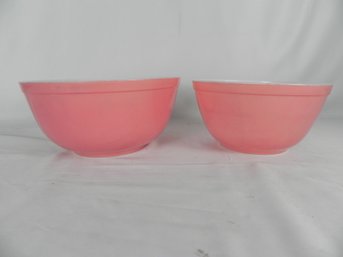 2 Pink Flamingo Pyrex Mixing Bowls - Vintage -