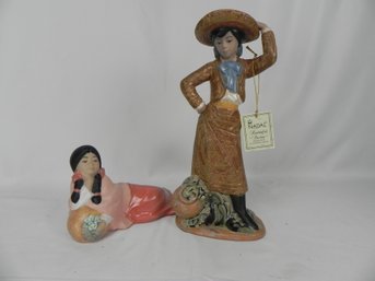 Mexicana, 2 Figurines, By Nadal - Division Of Lladro, Valencia Spain, Manufactured In Lemera Mexico, Mexican