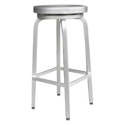 Industrial Brushed Aluminum Swivel Stool  - Emeco Style - Single Stool - Total Of 3 Available - In Sunroom