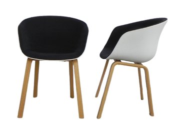 Pair Of Black And White Contemporary Chairs On Bent Plywood Base - 2 - Hay Reproduction - 3 Total Available