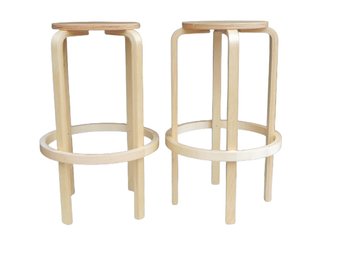 Alvar Alto Bent Plywood Stool - Reproduction - Stacking - Pair (2) Set 1 Of 2 Total Of 4 Available - Sunroom