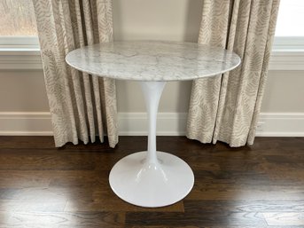 A Saarinen Style Small Marble And Metal Tulip Table