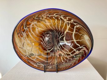 An Impressive Art Glass Bowl With Stand, Signed And Dated, 2006