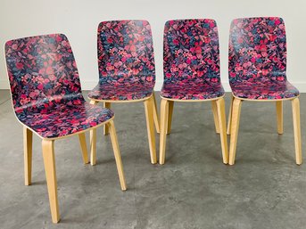 A Set Of 4 Floral Dining Chairs