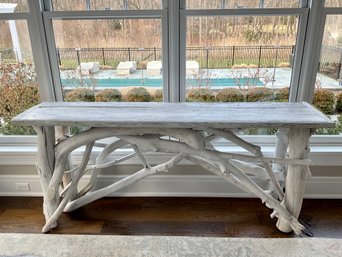 A Coastal Style Driftwood Console Table