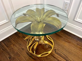 Gold Lily Glass Side Table