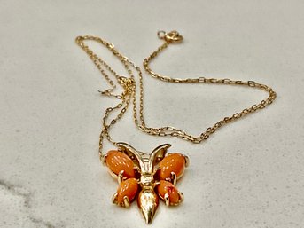 Vintage 14 Karat Butterfly On 14 Karat Gold Chain