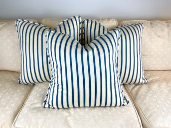 Three Custom Blue And White Pillows