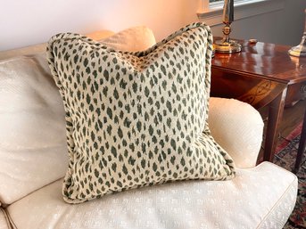 A Custom Green And Cream Animal Print Pillow