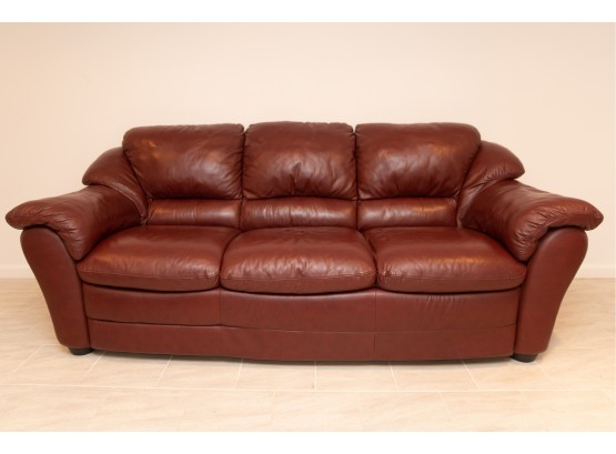 Italsofa Leather Sofa In Rich Cordovan, Cordovan Leather Sofa