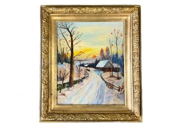 Winter Landscape, Oil On Canvas, Signed & Dated