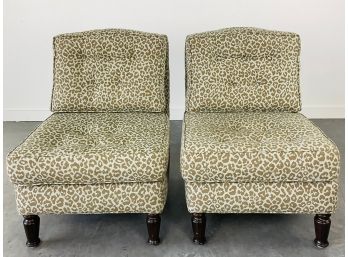 A Pair Of Animal Print Slipper Chairs
