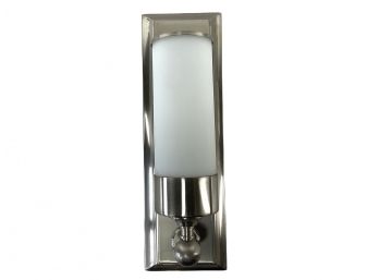 A Nickel And White Glass Vanity Wall Sconce
