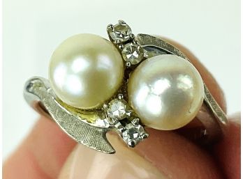 A 14K Pearl And Diamond Ring, Size 5.75