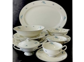 A Large Collection Of Syracuse China Celeste Blue, 78 Pieces