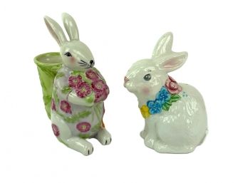 Two Porcelain Bunny Figurines