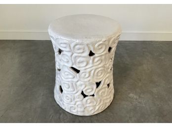 A White Ceramic Garden Stool