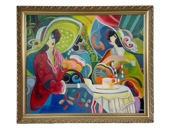 Isaac Maimon, Afternoon Tea,  Acrylic On Canvas, Signed