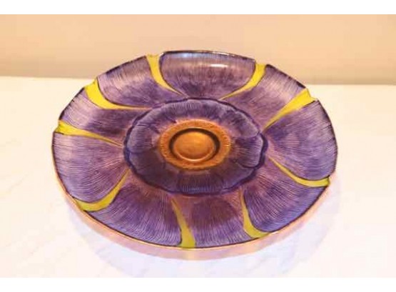 Purple Art Glass Cake Plate
