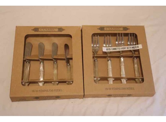 Classic Cannetto Ivory Acrylic Cheese Knives And Forks