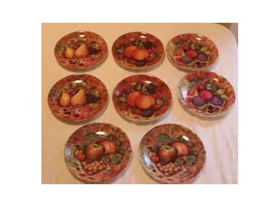 I. Godinger 1855 Email De Limoges Fruit Plates Set Of 8