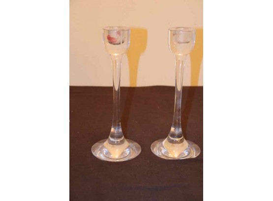 Pair Of Baccarat Crystal Tranquility Candlesticks.