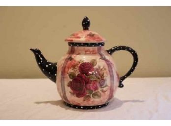 Kiwi Studios By Bill Smith Tea Pot Painted Rose