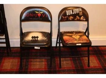 Rare  Pair Of Bon Jovi Concert Floor Seats Pit Folding Chairs (Set 2)