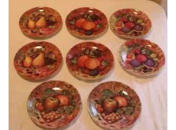 I. Godinger 1855 Email De Limoges Fruit Plates Set Of 8