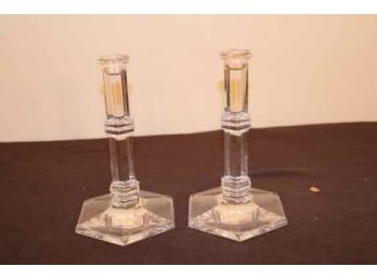 PAIR Of Tiffany & Co. Windham Crystal Candlestick Holders