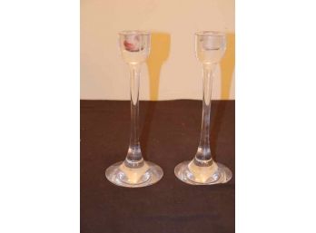Pair Of Baccarat Crystal Tranquility Candlesticks.