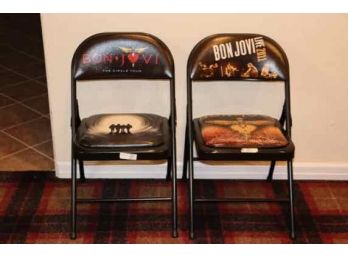 Rare  Pair Of Bon Jovi Concert Floor Seats Pit Folding Chairs (Set 1)