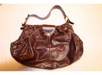 Hogan Brown Leather Hand Bag Purse Satchel