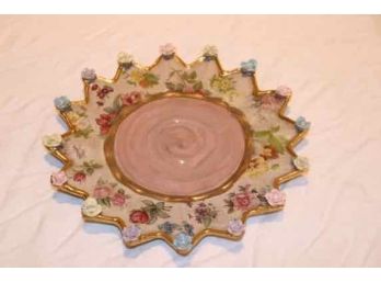 Rare Mackenzie Childs Star Shaped Luncheon Plate Floral Design