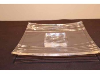 Pedestal Glass Serving Tray Platter