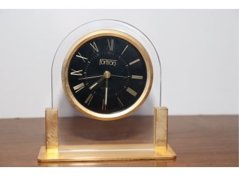 Fortron German Quartz Solid Brass & Crystal Desk Shelf Clock