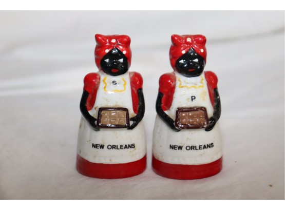Vintage Aunt Jemima Ceramic Salt And Pepper Shakers New Orleans Black Americana
