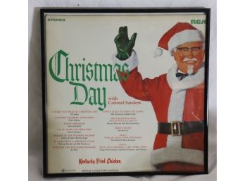 Vintage Framed Vinyl Record Christmas Day With Colonel Sanders Kentucky Fried Chicken!