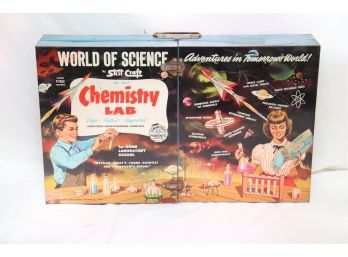 Vintage 1960's SKILL CRAFT LARGE CHEMISTRY LAB SCIENCE PLAY SET METAL CASE