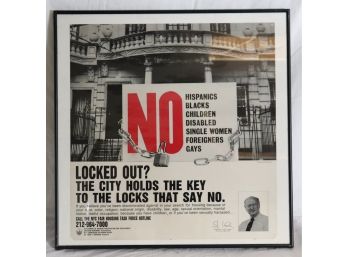 Vintage Framed NYC Anti-Discrimination Poster Mayor Ed Koch