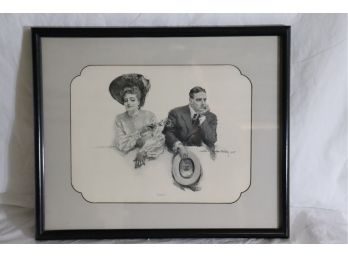 'Teasing' Romantic Couple Vintage Howard Chandler Christy B&W Art Print