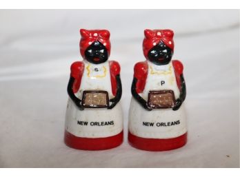 Vintage Aunt Jemima Ceramic Salt And Pepper Shakers New Orleans Black Americana