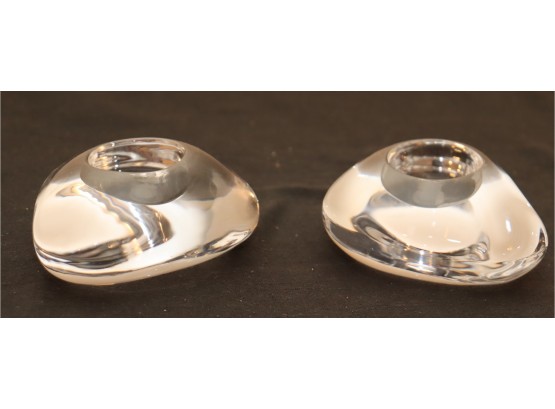 Pair Of Orrefors Votive Candle Holders