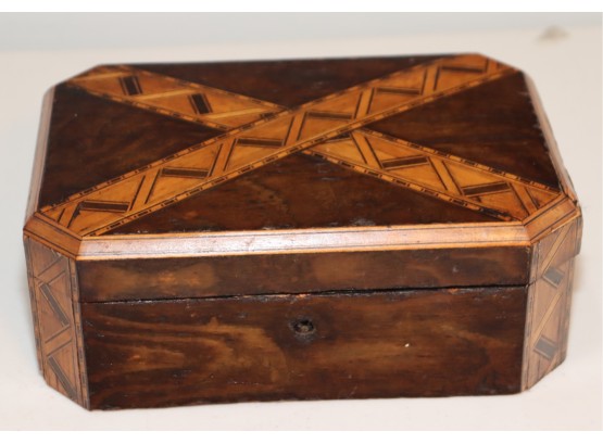 Vintage Inlay Wood Trinket Jewlry Box