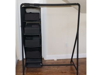 Portable Clothing Hanging Rack With Hanging Shoe Folded Clothing Shelves