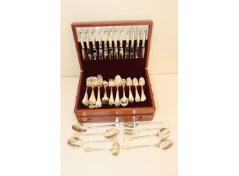 CHRISTOFLE PERLES SILVER PLATED FLATWARE 12 PLACE SETTING 91 PIECES With Chest