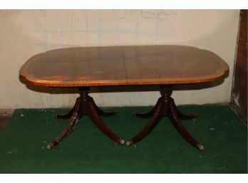 Gorgeous HUGE Dining Room Inlaid Wood Table With 3 Leaves!