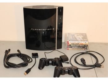 Sony Playstation 3 With Wireless Controllers And Games