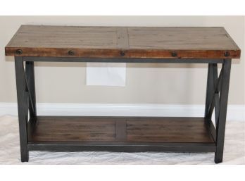Rugged Wood And Steel Industrial Console Table