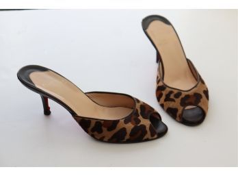 Christian Louboutin Leopard Kitten-Heel Mule Size 37 12